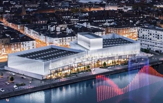 Architectural visualisation of the planned Marine Lake Events Centre beside Southport Marine Lake